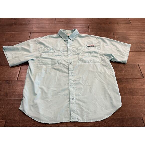 Columbia PFG Mens Green Omni-Shade Vented Short Sleeve Shirt Size L FM7266 - Picture 2 of 9